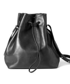 Melkco Fashion Chic Mode Series Crossbody Bucket Bag in Genuine Leather(Black)