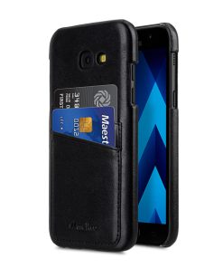 PU Leather Dual Card Slots Case for Samsung Galaxy A7 (2017) - (Black)