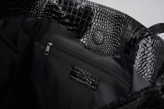 Francpod Camche Series Crocodile Pattern PU Leather Tote Bag - (Black)