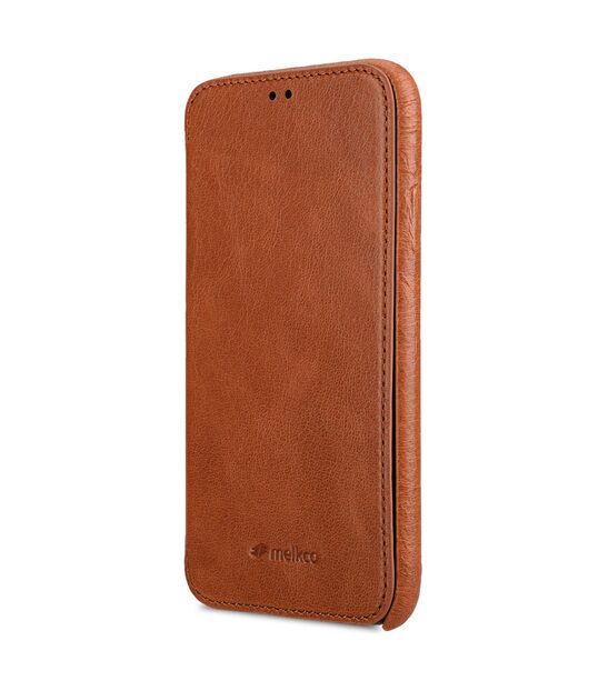 Melkco Elite Series Waxfall Pattern Premium Leather Coaming Facecover Back Slot Case for Apple iPhone XR - (Tan WF)