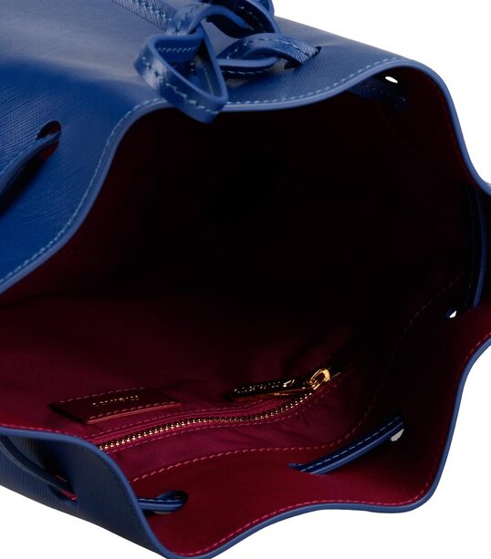 Melkco Fashion Memi Purden Bucket Bag in Cross pattern Genuine leather (Sapphire Blue)