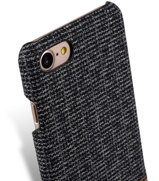Melkco Holmes Series Fine Grid Cloth Snap Cover Case for Apple iPhone 7 / 8 (4.7") - (Dark Grey / Brown)