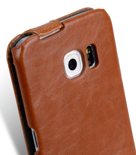 Melkco Mini PU Cases Jacka Type for Samsung Galaxy S6 Edge - Brown PU