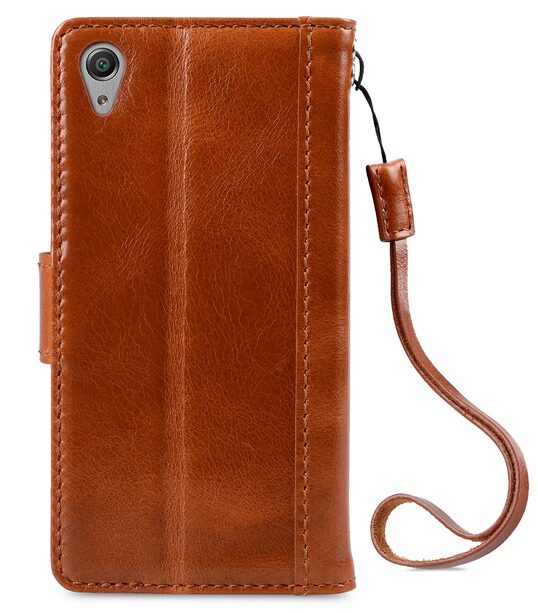 Melkco Premium Italian Genuine Leather Kingston Style Case For Sony Xperia X Performance - Brown Wax