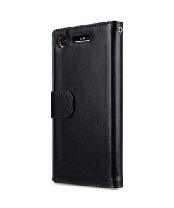 Melkco PU Leather Wallet Book Clear Type Case for Sony Xperia XZ1 - (Black PU)