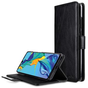 Melkco Wallet Book Series Premium Leather Wallet Book Clear Type Stand Case for Huawei P30 Pro - ( Black )