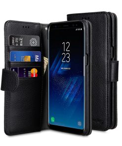 Melkco Wallet Book Series Lai Chee Pattern PU Leather Wallet Book Type Case for Samsung Galaxy S8 Plus - ( Black LC )