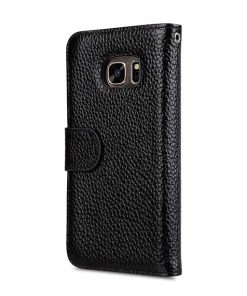 Premium Leather Case for Samsung Galaxy S7 - Wallet Book ID Slot Type (Black LC)
