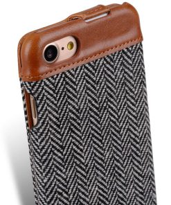 PU Leather Holmes Series Twill Jacka Type Case for Apple iPhone 7 / 8 (4.7") - (Dark Grey / Brown)